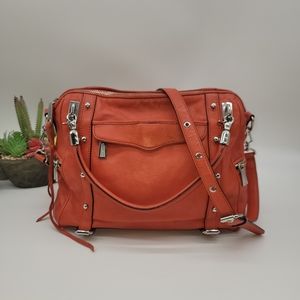 REBECCA MINKOFF Cupid Satchel Crossbody Bag Orange Leather